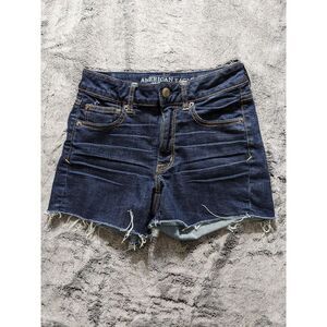 American Eagle Super Stretch Cut Off Shorts Women's Size 6 Dark Wash